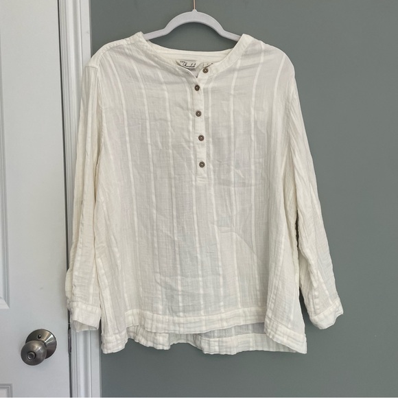 Caffe Marrakesh White Cream Button-Down Women's Popover Shirt - Picture 1 of 14